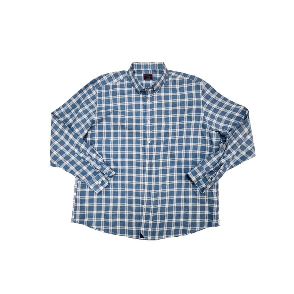 UNTUCKit Men's XXL Blue Plaid Long Sleeve Button Down Shirt XXL MINT COND